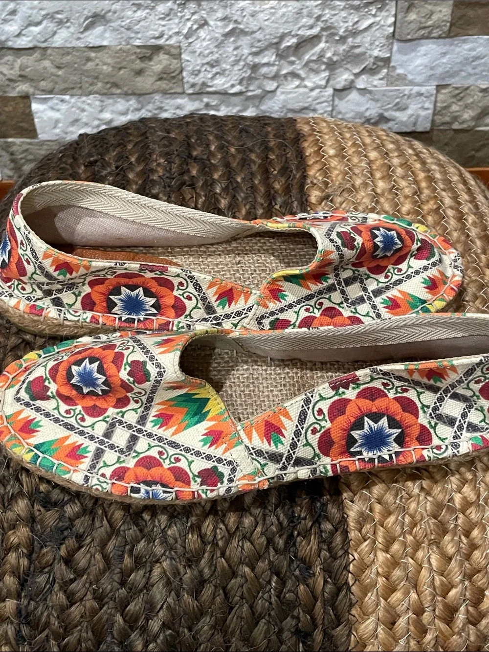 COTTO Women's Aztec Canvas Espadrilles - Multicolor Sz 37 (US 6 1/2 - 7)